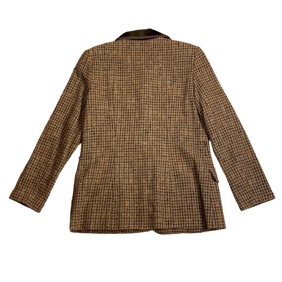 Casual Corner Brown Wool Blend Tweed Boxy Blazer w Removable Collar - Size 14 - Picture 4 of 9